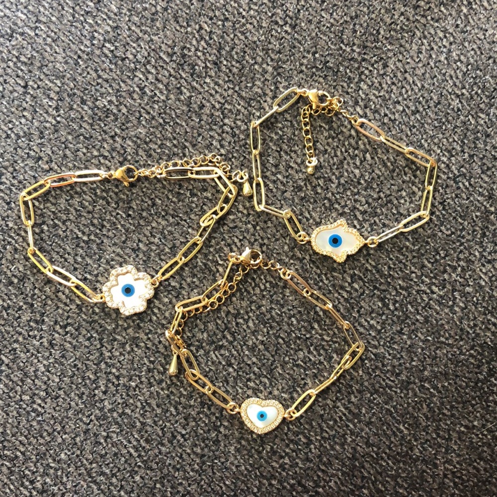 Evil eye bracelet trio